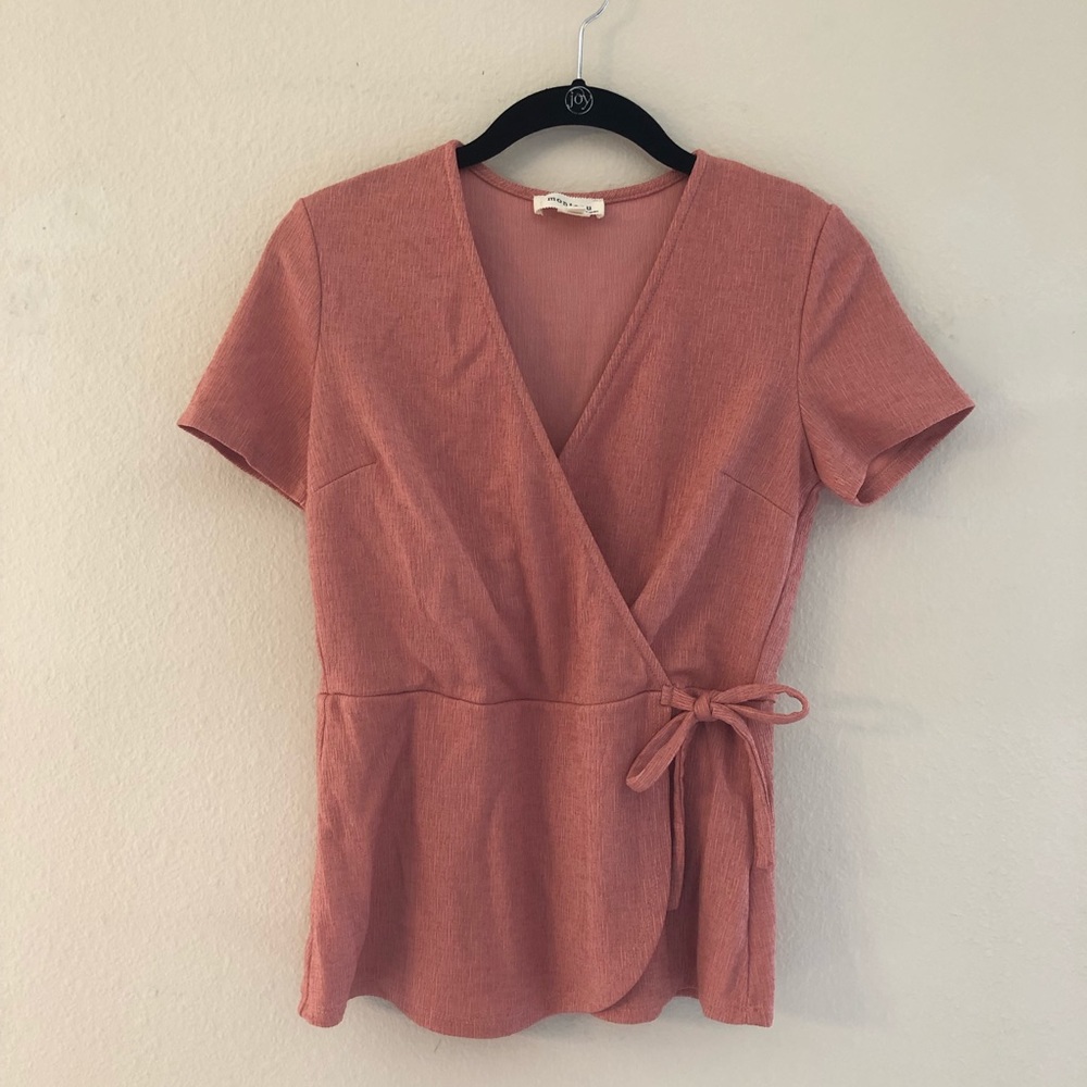 Mauve pink top with waist tie